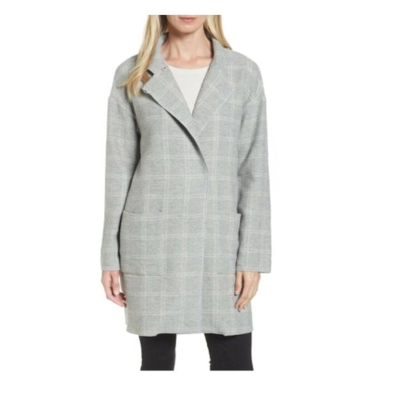 Eileen Fisher Jackets & Blazers - Eileen Fisher Check Tweed Coat Gray Medium